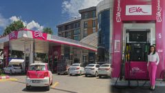 Fuşya renkli akaryakıt istasyonu