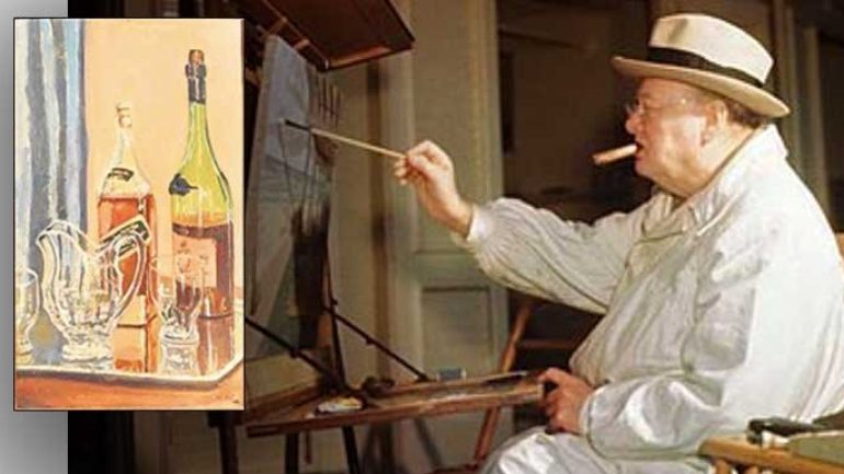 Ressam Churchill şişeleri müzayedede