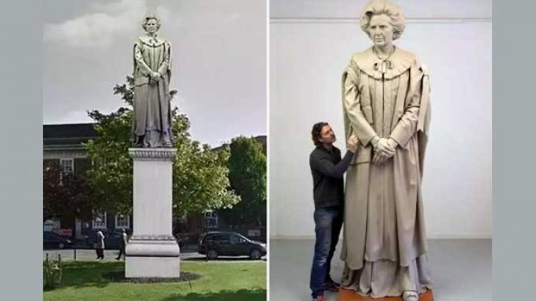 Thatcher heykeline yumurta atma yarışıyla açılış